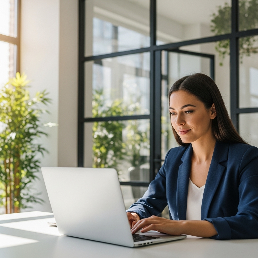 Estudiante profesional trabajando en entorno tecnológico